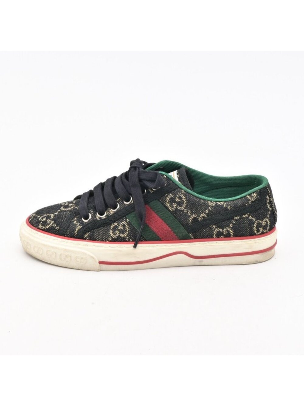 Gucci Sneakers Black Green Red Tennis GG Pattern